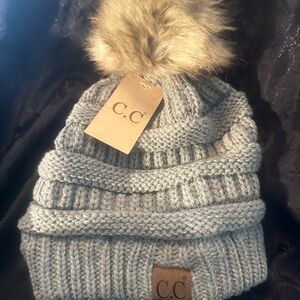 C.C Kids Gray Knit Pom Beanie